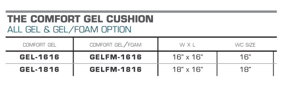 Comfort Gel Dimensions